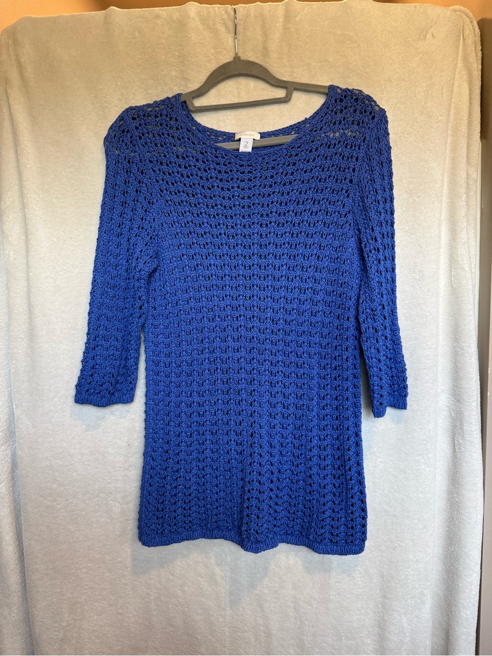 Chico's Royal Blue Open Crochet Top